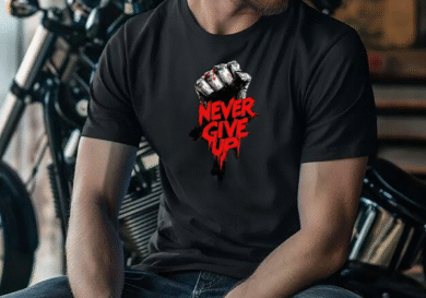Never Give Up Power Fist T-Shirt