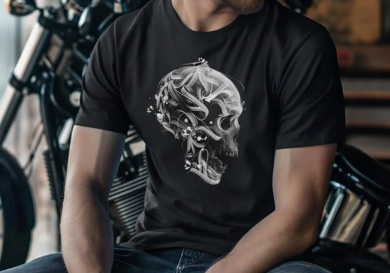 Monochrome Skull Art T-Shirt