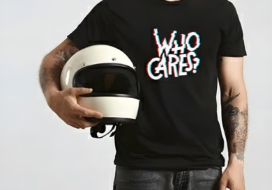 Who Cares Glitch Text T-Shirt